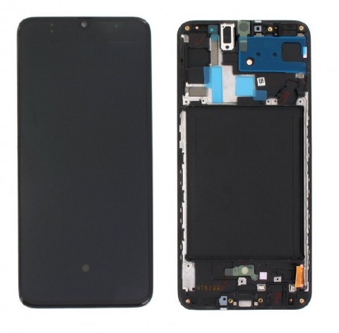 LCD+Touch screen Samsung A705 A70 2019 juodas (black) OLED 
